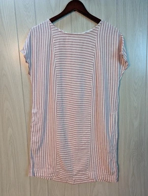 Madewell Shirt Dress Womens Medium Purple Striped  Button Up Linen Blend - Image 1 of 4