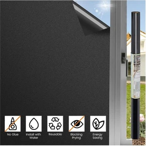 Verdunkelungsfolie Fenster Blickdicht Fensterfolie Klebefolie 60*200cm Schwarz - Bild 1 von 13