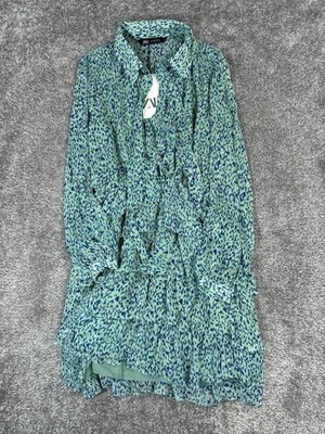 Zara Shirt Dress Womens Small Blue New - Image 1 of 4