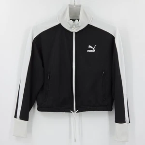 PUMA Iconic T7 Crop Jacket Womens Size Small Black White Retro Sportswear Soccer - Picture 1 of 9