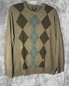 Dockers Men's Golf Sweater Grey & Brown  Diamond Pattern Pullover Size XXL - Picture 1 of 5