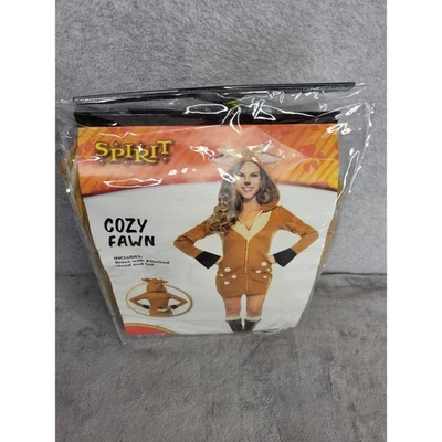 Spirit Halloween Cozy Fawn Costume Dress With Hood and Tail Adult Medium 8-10 - Image 1 of 4