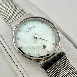 Skagen Denmark 355SSSMP Watch Womens 26mm MOP Dial Mesh Stainless Steel - Picture 1 of 13