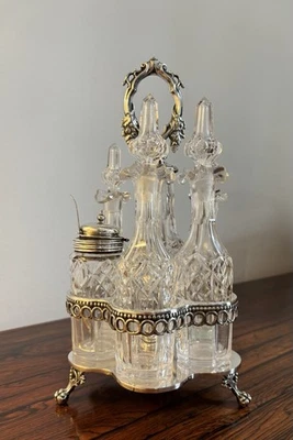 Antique Victorian Silver Plated 6 Bottle Cruet Set Henry Wilkinson 19th Century - Image 1 of 4