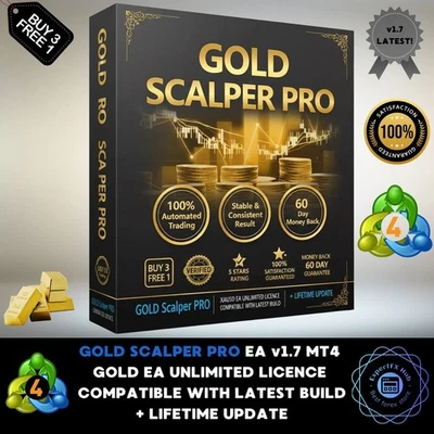 v1.7 Gold Scalper Pro EA MT4 Expert Advisor Metatrader 4 Auto Trading Forex Robo - Image 1 of 4
