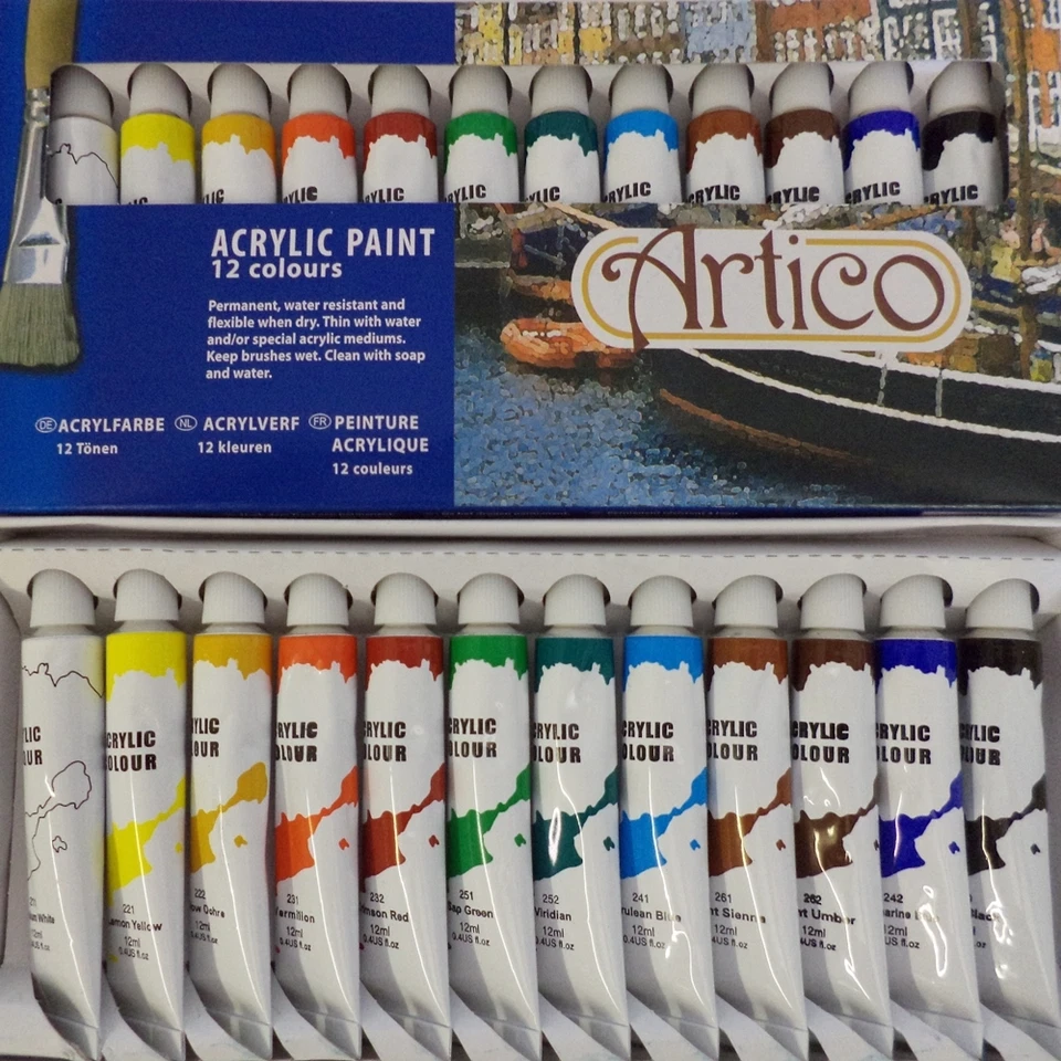 Acryl Künstler Farben Set Hobbys Handwerk Modell Pinsel Linie Malerei Luft 12 ML
