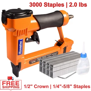 Pneumatic Upholstery Staple Gun with 3000 Staples 21 Gauge 1/2" Crown 1/4"-5/8" - Picture 1 of 4