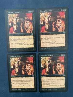 MTG 4X MIRAGE INFERNAL CONTRACT GERMAN + ENGLISH MAGIC THE GATHERING BLACK RARE - Image 1 of 4