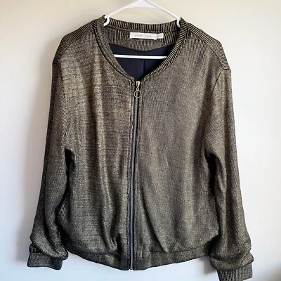 Chaqueta Bomber Bishop + Young Dorada Metálica Cremallera Frontal Grande Anthropologie Foto 1 de 4