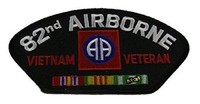 US ARMY 82ND AIRBORNE DIVISION ABD VIETNAM VETERAN PATCH W/ CAMPAIGN RIBBONS