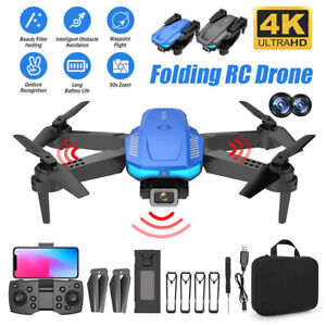 4k HD Wide Angle Dual Camera Rc Drone Foldable FPV WiFi Quadcopter + 3 Batteries