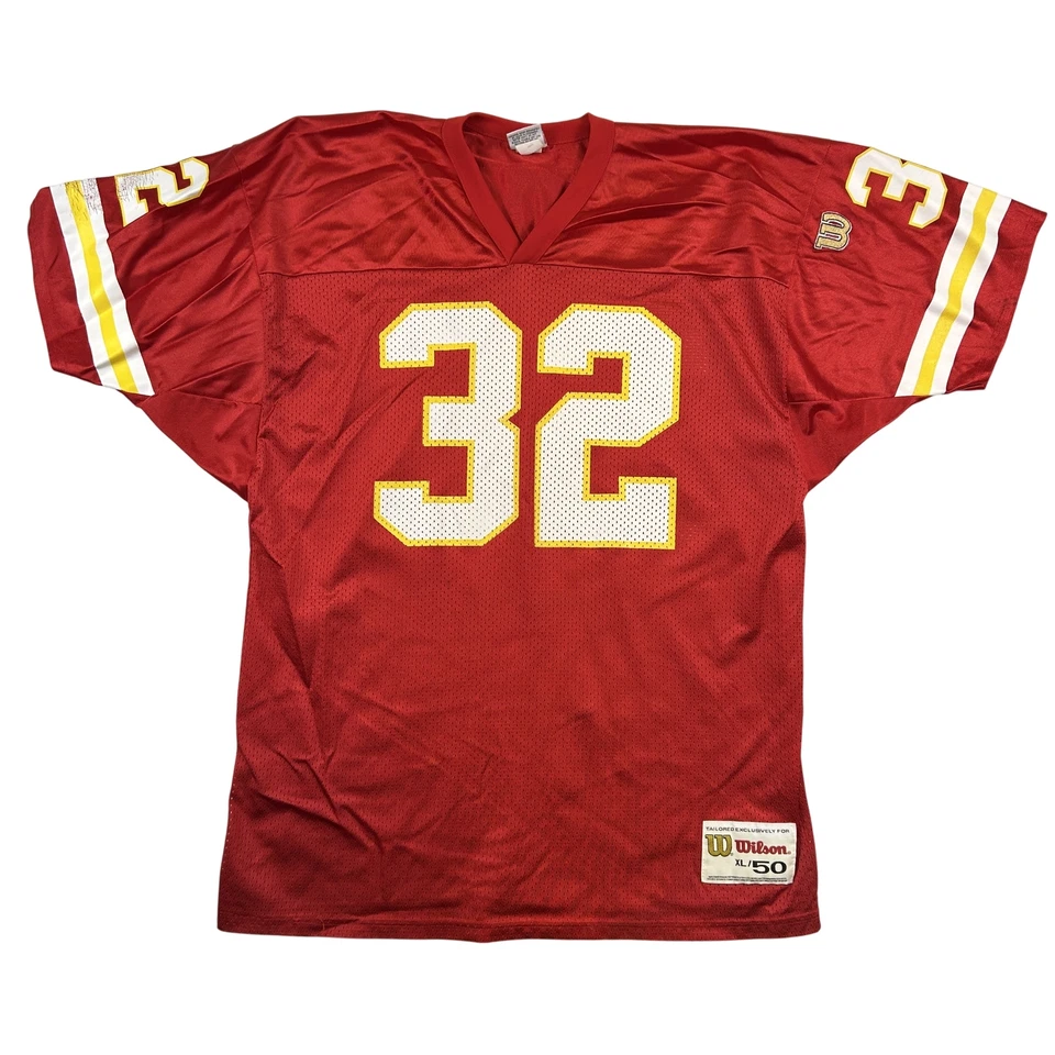 Camiseta masculina vintage Kansas City Chiefs XL Allen 32 vermelha NFL futebol Wilson anos 90 - Imagem 1 de 4