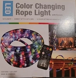 LED Color Changing Rope Lights With Remote 18 Ft - Picture 1 of 5