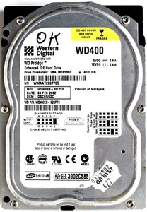 40gb ide hdd wd protege date: 04feb2002, dcm: dscbnq2c - Picture 1 of 3