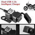 Waterproof Dual USB 12V Motorcycle Handlebar Charger Socket With Switch &amp; Mounts