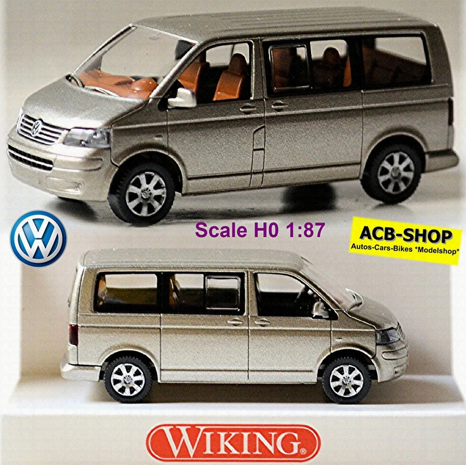 VW T5 Multivan Bus 2003-09 Wheatbeige Beige Metallizzato 1:87 Wiking 0308 04 - Immagine 1 di 4