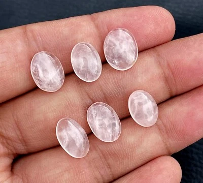 Lote de cabujón ovalado de cuarzo rosa natural, piedras preciosas sueltas 11-13 mm 6 piezas, 20 quilates Foto 1 de 4