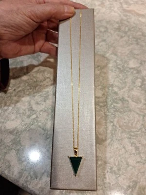 Verde Onyx Pendant Necklace 20 inches in Vermeil Yellow Gold over S/S 7.00 ctw. - Image 1 of 4