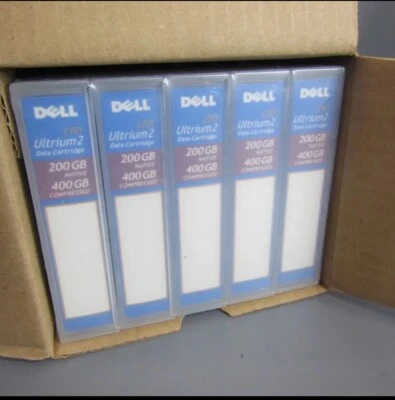 Dell Ultrium 2 Data Cartridge 5-Pack NEW 200GB / 400GB PN N0439 - Image 1 of 4