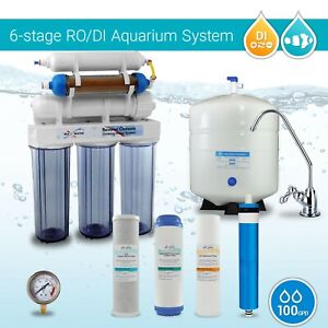 Reef Aquarium Drinking Dual Output 6 Stages Reverse Osmosis System 100 GPD RO DI