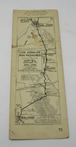 1918 Strip Map Los Angeles to San Francisco via Coast (Pt 6) Salinas San Jose 1 - Picture 1 of 3