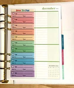 (CORTO) Facturas a pagar para hacer tablero de instrumentos de 2 lados 4 uso con agenda de anillo ErinCondren A5 ~ - Imagen 1 de 3