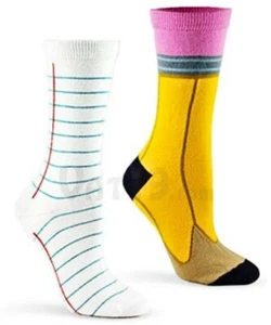Pencil & Paper 2-Pair Unisex Mid Calf Crew Socks M/L Dashi Writing Fashion New - Picture 1 of 1