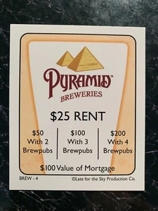 Monopoly BREWOPOLY Pyramid Breweries TITLE DEED CARD Game Replacement Card - Picture 1 of 3