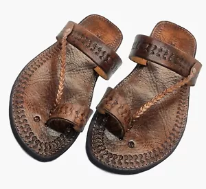 Sandalias de cuero marroquí hechas a mano sandalias bereberes chanclas zapatos cuero marrón D. - Imagen 1 de 4