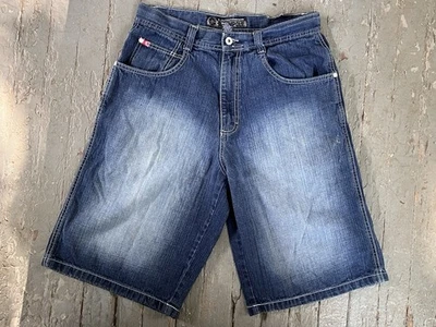 Vintage Y2K 2000s Baggy Southpole Red Tab Black Denim Shorts Jorts Tag 32 - Image 1 of 4