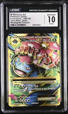 CGC Gem 10 🍃 Mega M Venusaur EX 100/108 Offset Misprint! Evolutions XY (PSA) - Image 1 of 2