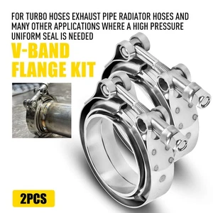 New Stainless Steel 2.5" V-Band Clamp 63.5mm Flanges Kit Male Female Flange x2 - Picture 1 of 12