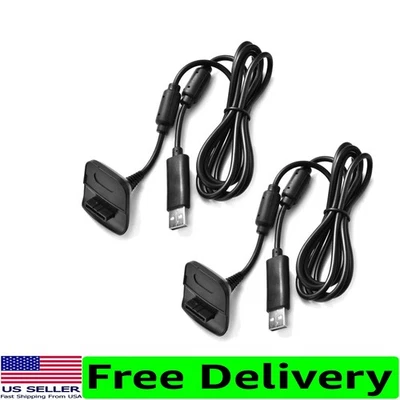 Paquete de 2 cables de carga USB de 70 pulgadas para controladores Xbox 360 - Diseño sin enredos Foto 1 de 4