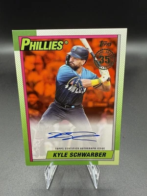 2025 Topps 1990 Topps бейсбол с автографом Кайла Шварбера/25 на карточке - Изображение 1 из 2