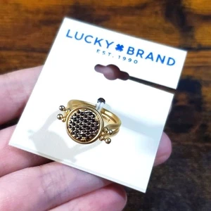 NEW! Lucky Brand Gold-Tone Pave Circle Statement Ring Size 7 - Picture 1 of 7