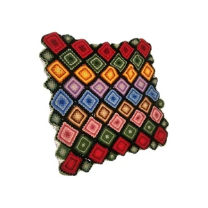 Vintage Handmade Crochet Granny Square Afghan 37x37 Lapghan Baby Blanket Boho - Picture 1 of 10