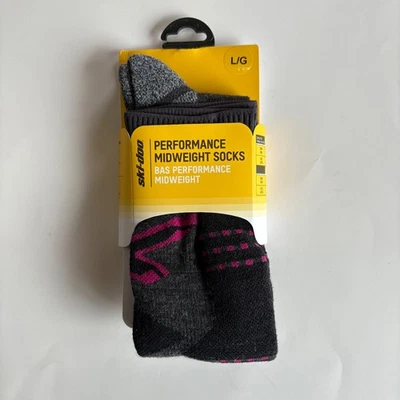 Ski-Doo Women's Large 8-10.5 Raspberry Black Performance Midweight Socks NEW - Image 1 of 4