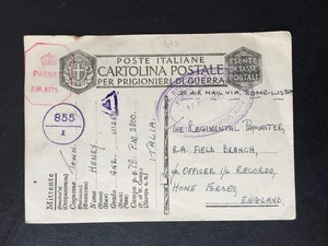 T GB/ITALY 1943 PRISONER OF WAR POSTCARD FROM CAMP 78 P.M 3300 (ITALY) TO GB - Picture 1 of 2