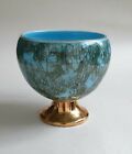 Mid Century Turquoise and Gold Pedestal Bowl 5