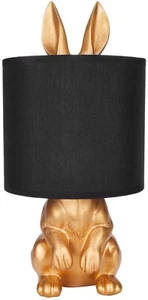 Tischlampe Hase Hasenlampe Tischleuchte Nachttischlampe Schwarz Gold 42 cm - Bild 1 von 10