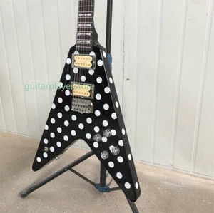 Guitarra Eléctrica Randy Rhoads Flying V Incrustaciones de Pajarita Negra Diapasón Cuerpo Sólido - Imagen 1 de 10