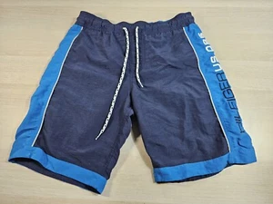 Tommy Hilfiger Shorts Mens US.085 Swim Trunks Spell Out Lined Blue Size S Small - Picture 1 of 11