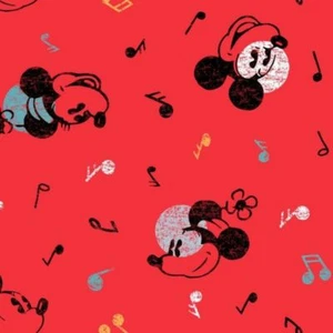 Disney Mickey Mouse and Minnie Music Print Cotton Fabric by the 1/4,1/2,Yard 43" - Picture 1 of 5