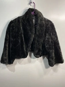 dots girls black long sleeve crop top open front cardigan sweater size large - Picture 1 of 3