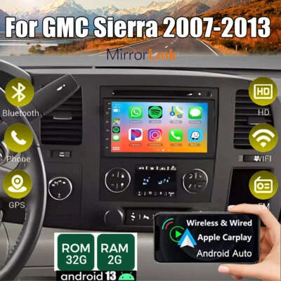 8" For GMC Sierra 2007-2013 Car Stereo Radio Fit For Carplay GPS Navi WIFI FM - Image 1 of 4