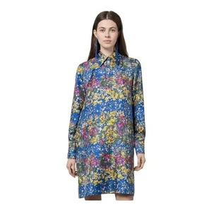 MaxMara Orazio Blue Floral Print Silk Dress Size 6 New - Picture 1 of 8