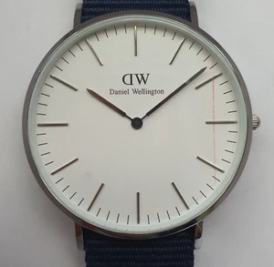 NEW Daniel Wellington Classic Glasgow Watch Rose Gold Navy & White Fabric Band - Picture 1 of 7