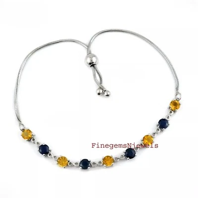 Gemas naturales de citrino y ónix negro con pulsera de plata de ley 925 #998 Foto 1 de 4