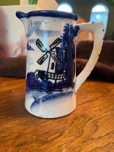 Blue Windmill Milk Pitcher Made in Japan - Picture 1 of 5