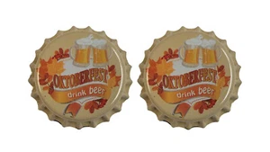 Beer Bottle Caps - Oktoberfest Octoberfest Autumn Fall - 1 Pair - Picture 1 of 2